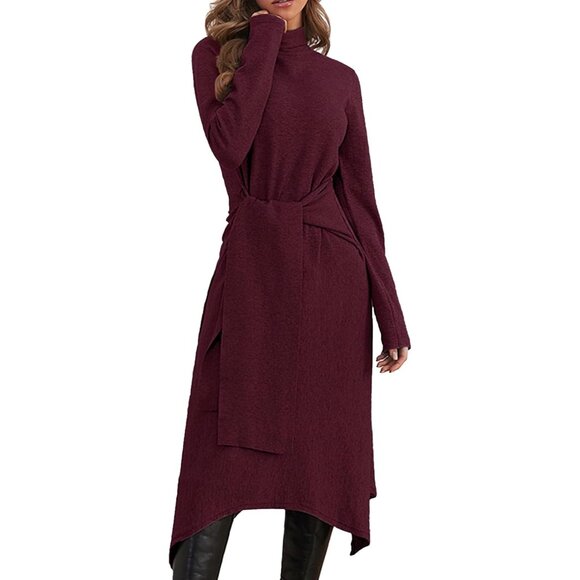 Women's Sweater Dress Plus Size Long Sleeve Midi Casual Winter - Picture 1 of 7